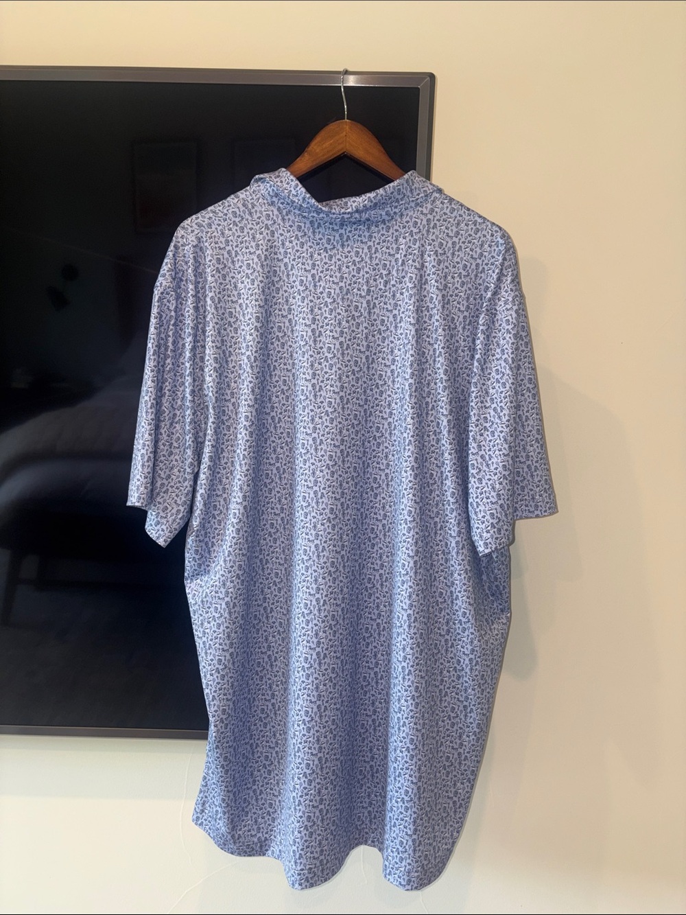 Light blue patterned Men’s polo shirt - Picture 2 of 4